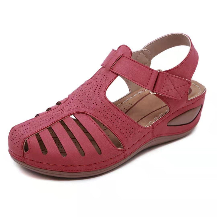 Seraphia | Leren Retro Sandalen - Rood - #Calora#