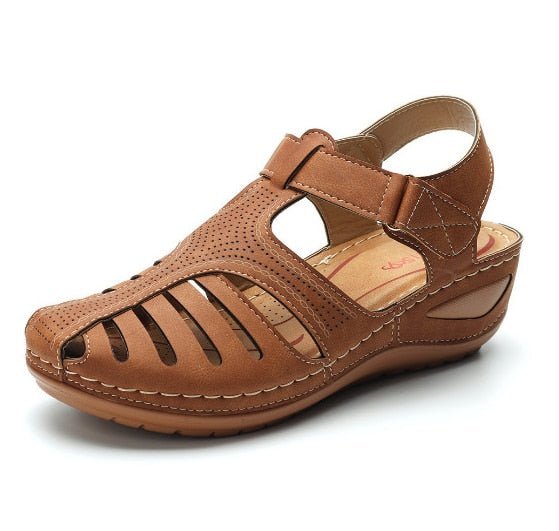 Seraphia | Leren Retro Sandalen - Bruin - #Calora#