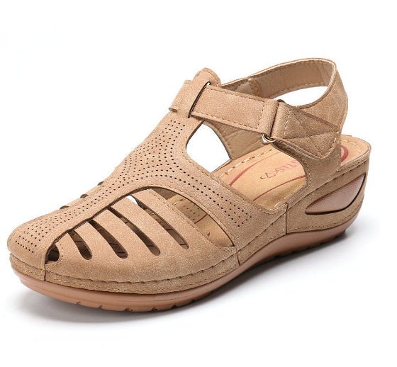 Seraphia | Leren Retro Sandalen - Beige - #Calora#