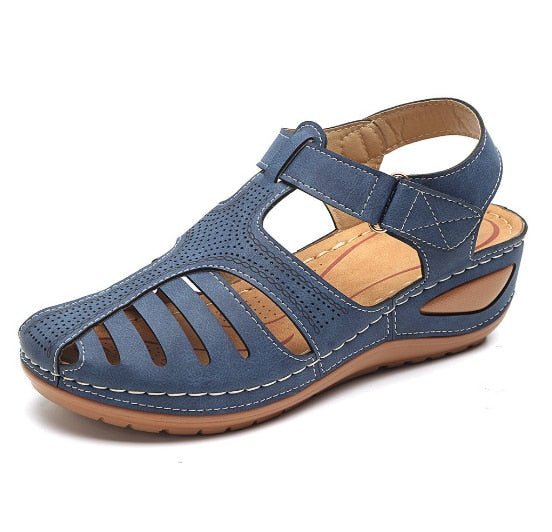 Seraphia | Leren Retro Sandalen - Blauw - #Calora#