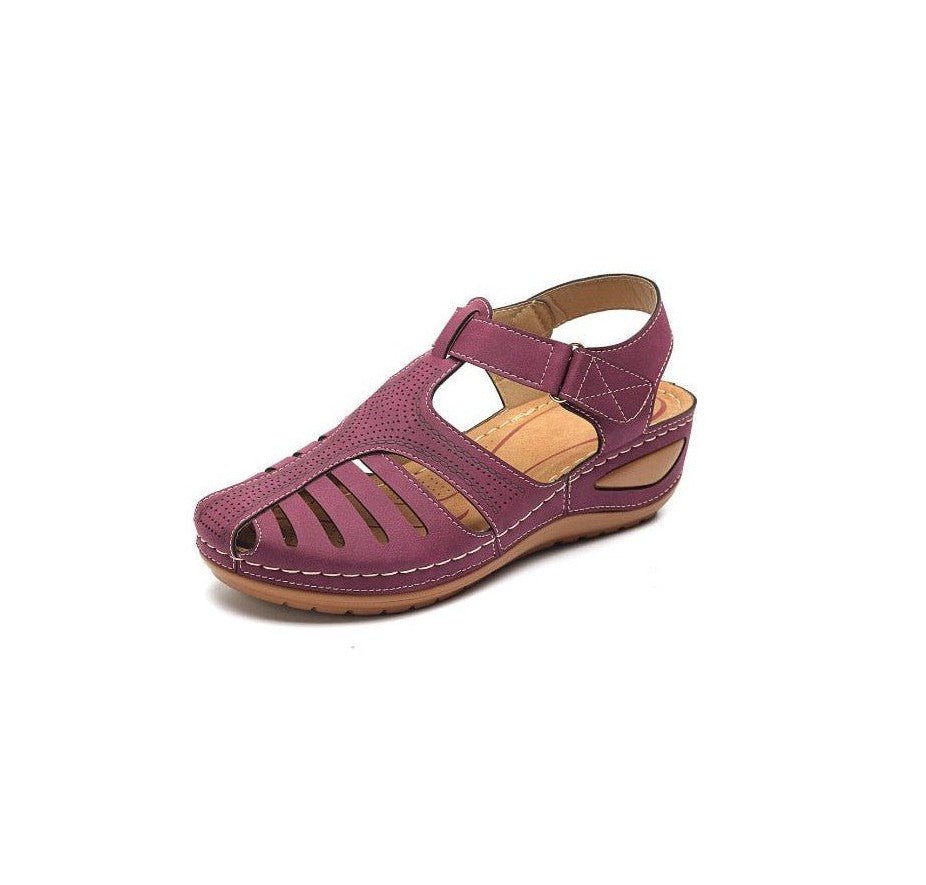 Seraphia | Leren Retro Sandalen - Paars - #Calora#