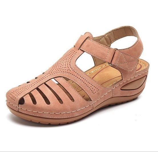 Seraphia | Leren Retro Sandalen - Roze - #Calora#