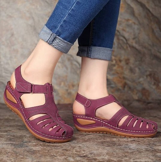 Seraphia | Leren Retro Sandalen - Paars - #Calora#