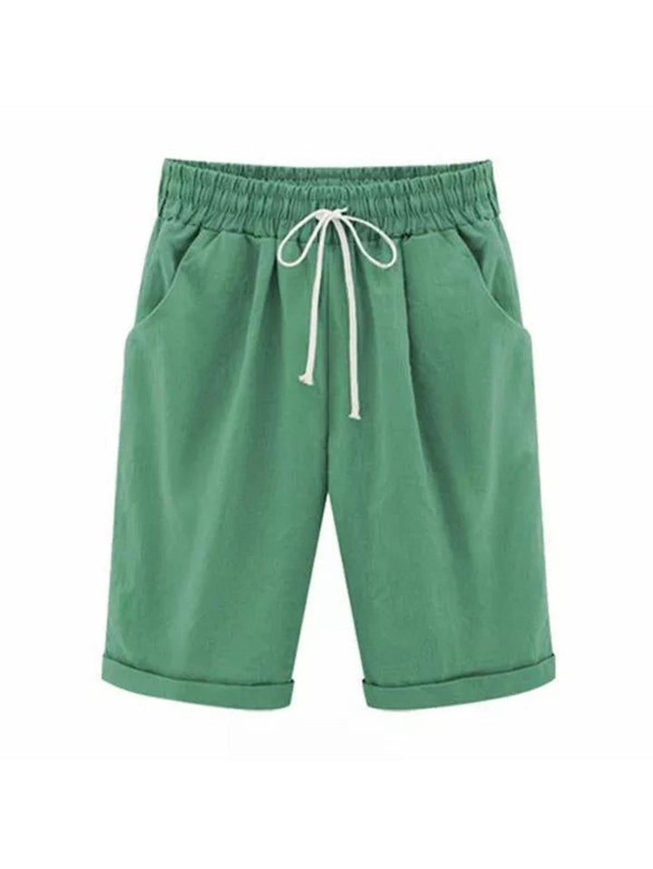 Serella | Elastische Taille Zomer Broek - Donker Green - #Calora#