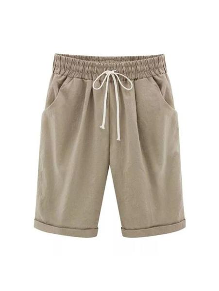 Serella | Elastische Taille Zomer Broek - Khaki - #Calora#