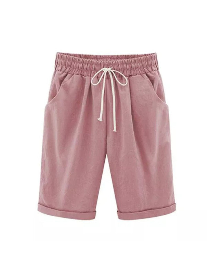 Serella | Elastische Taille Zomer Broek - Roze - #Calora#