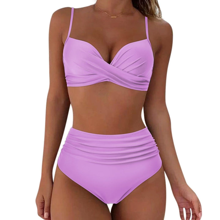 Serenara | Effen Bikini Met Hoge Taille - Roze - #Calora#