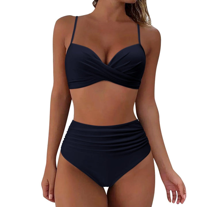 Serenara | Effen Bikini Met Hoge Taille - Zwart - #Calora#