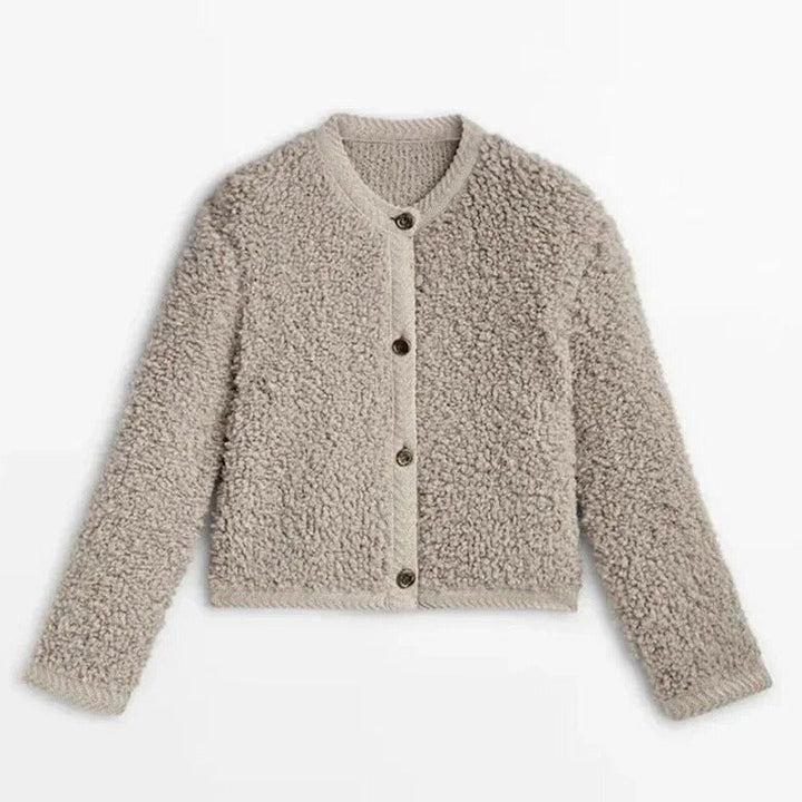 Sofia | Zacht Teddy Cardigan Vest - Khaki - #Calora#