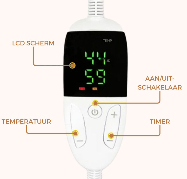 ThermoSense | Elektrisch Warmte deken - Instelbare temperatuur - Lichtgrijs - #Calora#