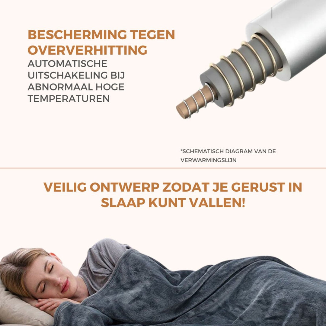 ThermoSense | Elektrisch Warmte deken - Instelbare temperatuur - Lichtgrijs - #Calora#