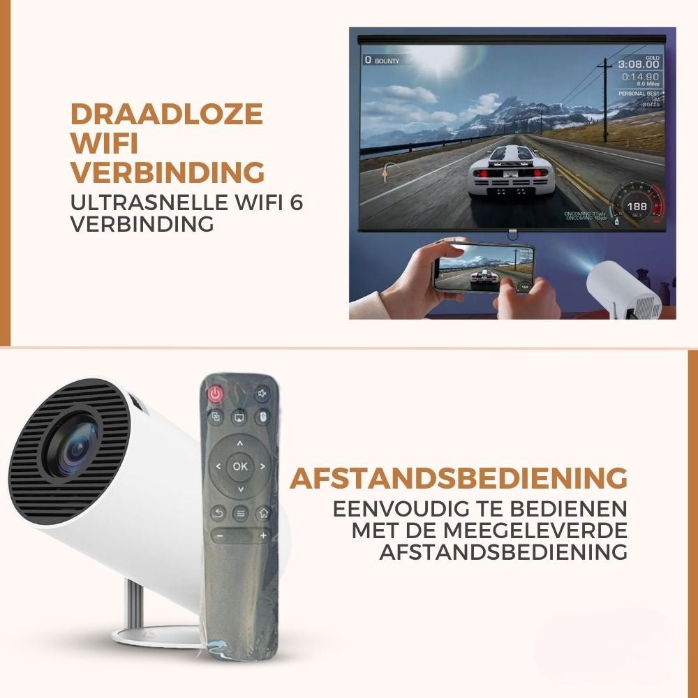 UltraBeamer | WiFi HDMI Bluetooth 4K Projector - Donkergrijs - #Calora#