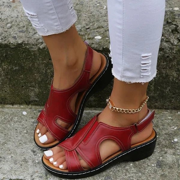 Uma | Leren look Sandalen - Rood - #Calora#