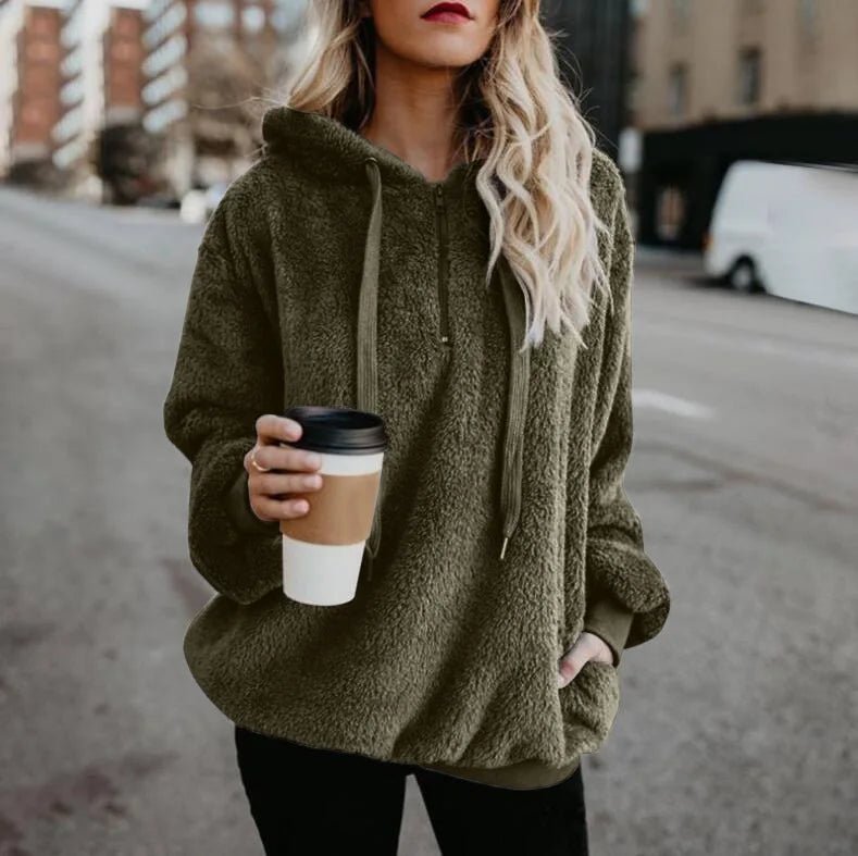 Vesta | Warme Pullover Hoodie - Legergroen - #Calora#