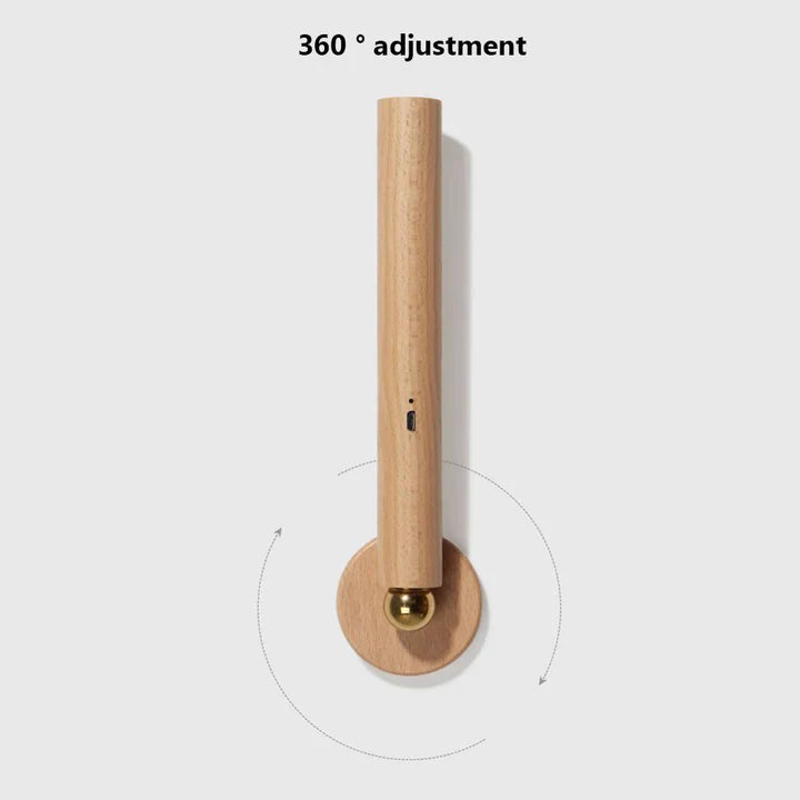CALORA_ FlokLicht | 360° Draaibare Houten Wandlamp - Multifunctioneel