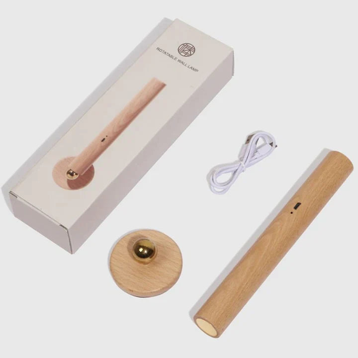 CALORA_ FlokLicht | 360° Draaibare Houten Wandlamp - Multifunctioneel