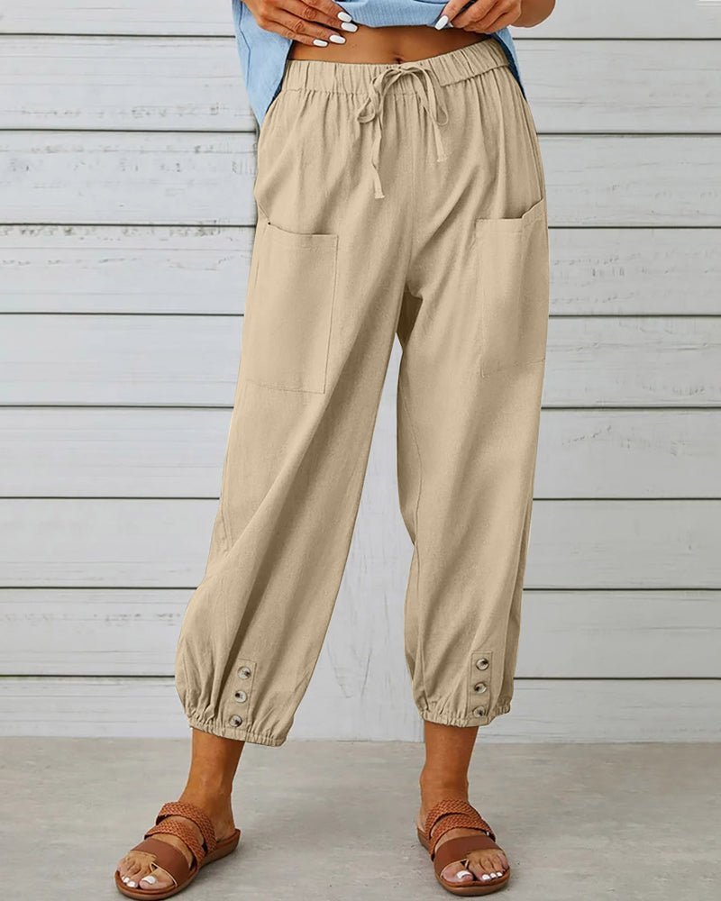 Zafina | Hoge Taille Broek - Khaki - #Calora#