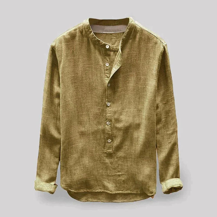 Zayden | Modieuze Linnen Blouse - Linnen kleding mannen - Khaki - #Calora#