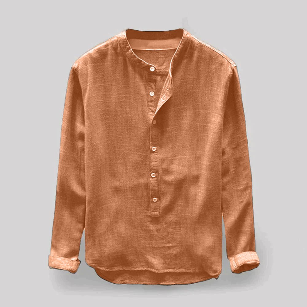 Zayden | Modieuze Linnen Blouse - Linnen kleding mannen - Bruin - #Calora#