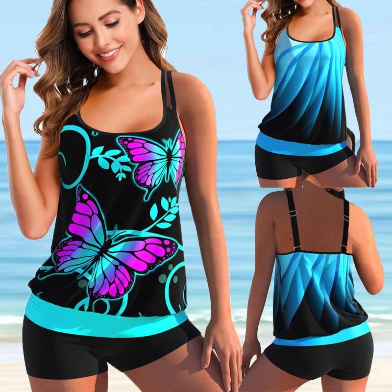 Zentila | Tankini Set Plus Maat - tankini plus size - Blauw - #Calora#