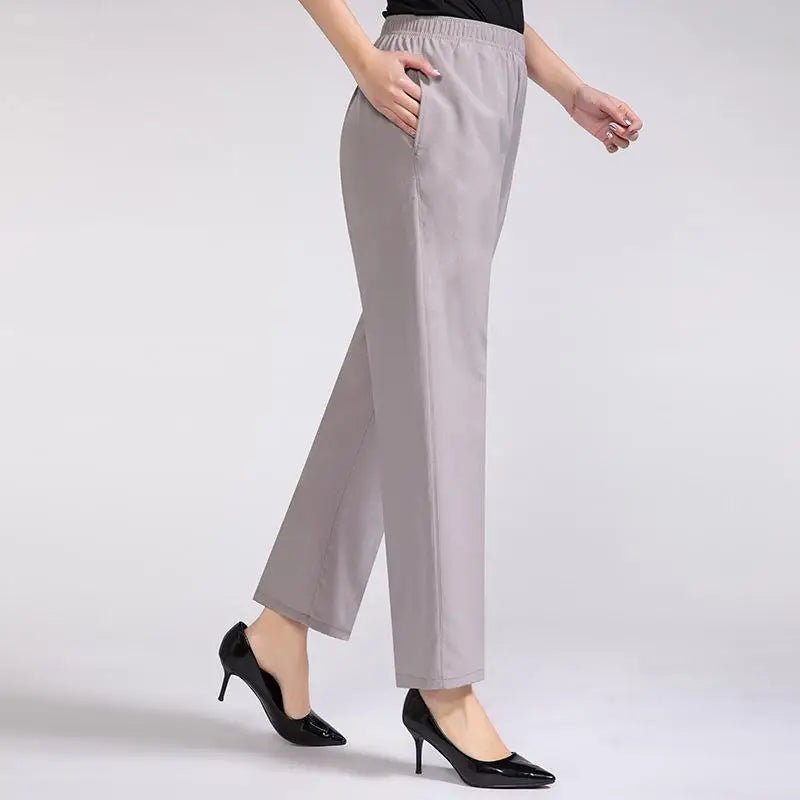 Zoé | Nette Dames Stretch Broek met Hoge Taille - Zwart - #Calora#